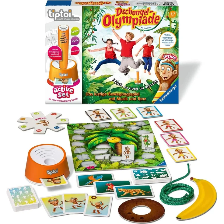 Ravensburger tiptoi 00849 - active Set „Dschungel-Olympiade“ / Spiel von Ravensburger ab 4 Jahren / Freude an Bewegung im Team spielerisch und interaktiv erleben – Bild 2