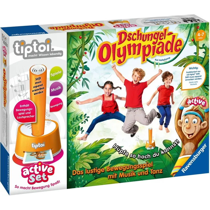 Ravensburger tiptoi 00849 - active Set „Dschungel-Olympiade“ / Spiel von Ravensburger ab 4 Jahren / Freude an Bewegung im Team spielerisch und interaktiv erleben – Bild 1