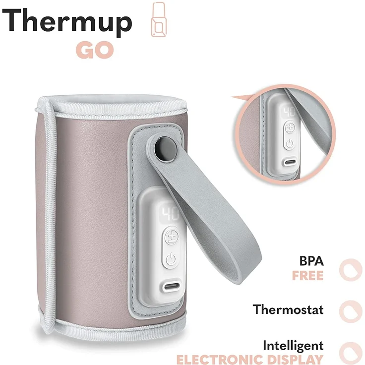 LIONELO Thermup Go Tragbarer Flaschenwärmer zur Temperaturerhaltung, USB-Ladefunktion, Erwärmung von Milch und Babynahrung, BPA FREE (Rosa) – Bild 4
