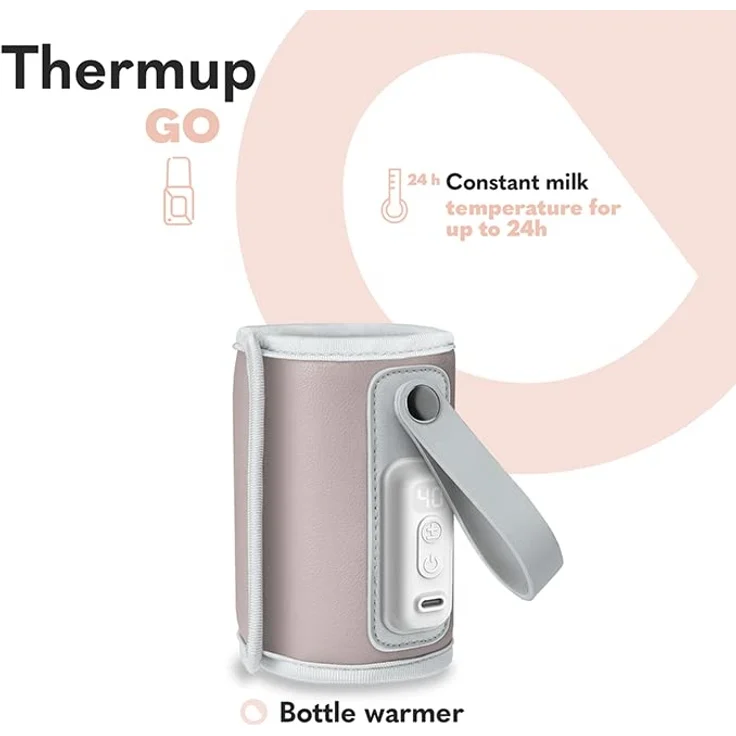 LIONELO Thermup Go Tragbarer Flaschenwärmer zur Temperaturerhaltung, USB-Ladefunktion, Erwärmung von Milch und Babynahrung, BPA FREE (Rosa) – Bild 2