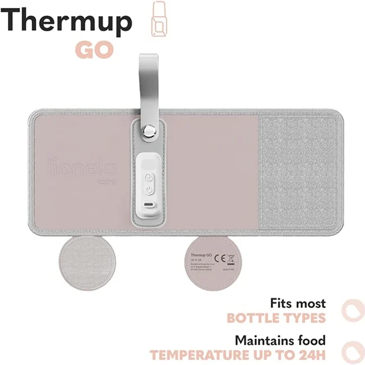 LIONELO Thermup Go Tragbarer Flaschenwärmer zur Temperaturerhaltung, USB-Ladefunktion, Erwärmung von Milch und Babynahrung, BPA FREE (Rosa) – Bild 5