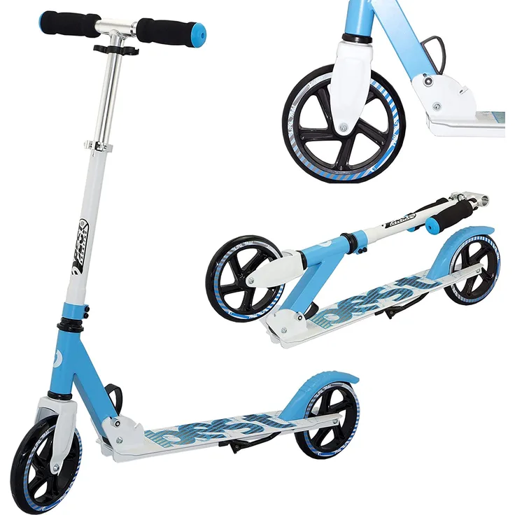 Best Sporting Scooter 180er Rolle, Aluminium Kinder-Roller, klappbar 80 - 90 cm, hellblau/weiß