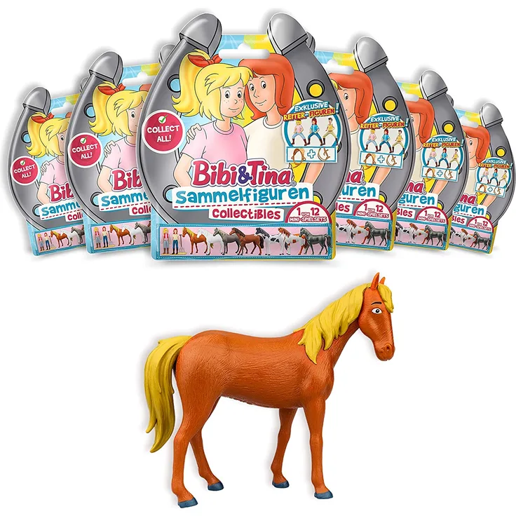 CRAZE Bibi und Tina Spielzeug Figuren 6er Multipack Pferde Spielzeug Spielfiguren zum Sammeln und Tauschen Bauernhof Tier Pferde Mädchen Geschenk Spiele ab 3 Jahren, 41260