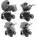 Lux4Kids Kinderwagen 2in1 3in1 Isofix Buggy Autositz 6 Farben Gratis Zubehör Zoe Anthracite Carbon ZEO-4 4in1 Autositz +Isofix