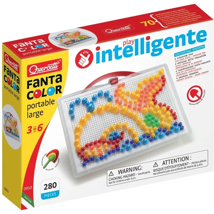 Quercetti Fanta Color Gross Buntes Steckspiel 0950 mit Transport box
