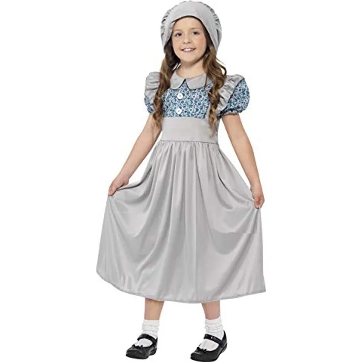 Smiffys Kinder Viktorianisches Schulmädchen Kostüm, Kleid und Hut, Größe: S, 27532