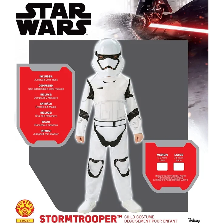 Rubie's 3620267 - EP7 Stormtrooper classic child, L, weiß/schwarz (7-8 Jahre) – Bild 4