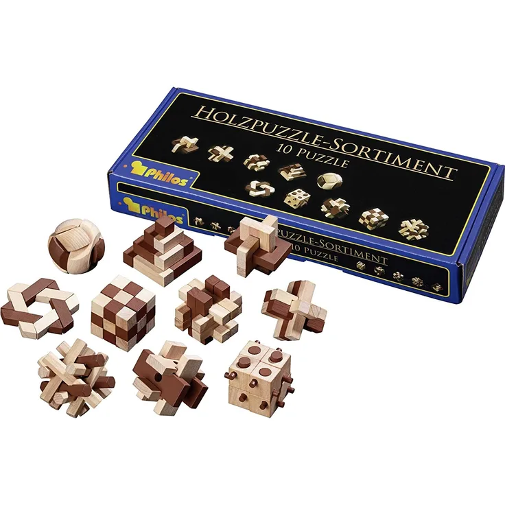 Philos 6922 - Holzpuzzle-Sortiment mit 10 unterschiedlich schwierigen Knobelspielen - Preisvergleich