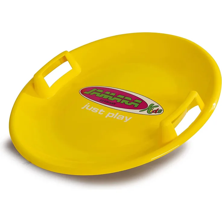 Jamara 460370 - Snow Play Rutschteller 60cm gelb - Haltegriffe an beiden Seiten, langlebiger, robuster Kunststoffkörper, Coole Spaßmotive auf der Rutschschale, Leichtgewicht mit nur 555 g