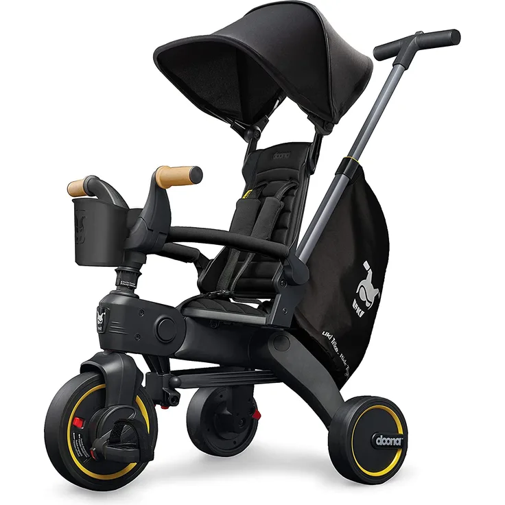 Doona 'Liki Trike S5' Kinderdreirad, ab 10 Monaten, zusammenklappbar, mit Lenkstange, Nitro Black