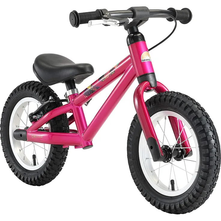 BIKESTAR '12 Zoll Mountain Kinderlaufrad', ab 3 Jahren, für Kinder ab 93 cm Körpergröße, bis 30 kg belastbar, inkl. Bremse, berry