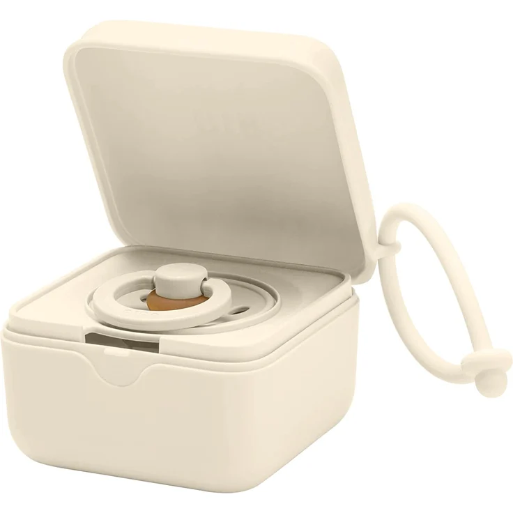 BIBS Schnuller Box mit Gummiband. Sterilisator Box für Schnuller. 100% BPA Freies Material. Ivory – Bild 3