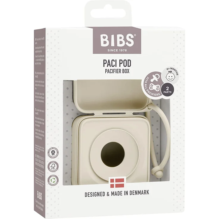 BIBS Schnuller Box mit Gummiband. Sterilisator Box für Schnuller. 100% BPA Freies Material. Ivory – Bild 2
