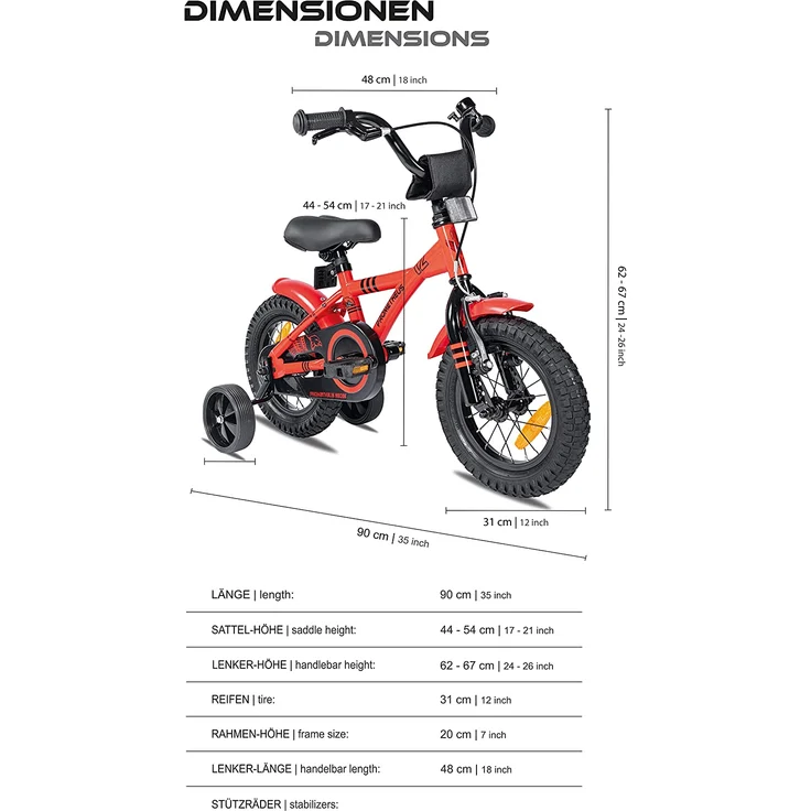 Prometheus Bicycles Kinderfahrrad Hawk, 1 Gang, 12 Zoll, RH 31 cm, rot – Bild 3