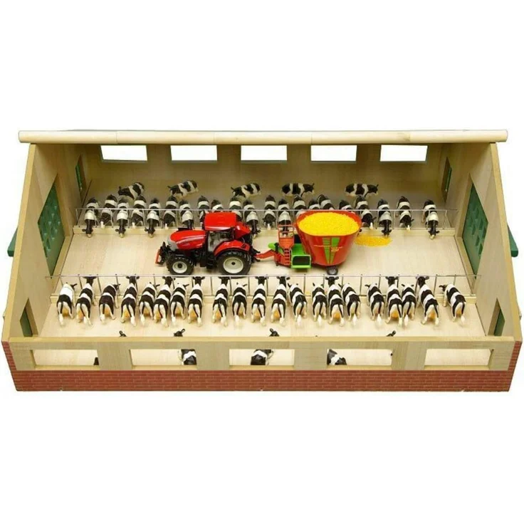 Van Manen 610540 Bauernhof Kuhstall aus Holz, 1:32, passend für Siku Fahrzeuge