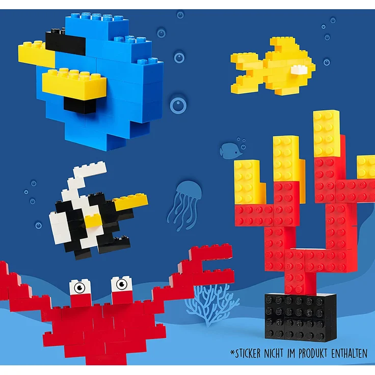 Simba 104118925, Blox, 500 blaue Bausteine für Kinder ab 3 Jahren, 8er Steine, im Karton, mit Füllbecher, vollkompatibel mit vielen anderen Herstellern - Preisvergleich – Bild 5