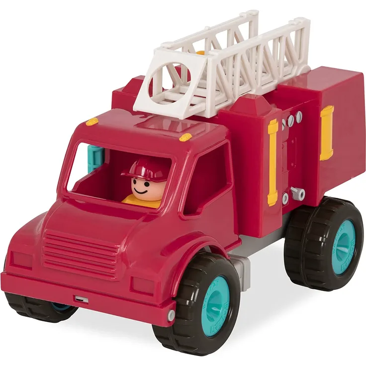Battat – Feuerwehrauto mit 2 Figuren – mit Funktionen und beweglichen Teilen Spielzeug Fahrzeug für Kinder ab 18 Monaten