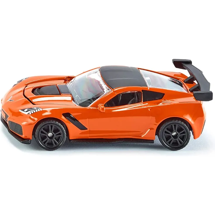 SIKU 1534, Chevrolet Corvette ZR1, Orange/Schwarz, Öffenbare Motorhaube, Spielzeugfahrzeug für Kinder