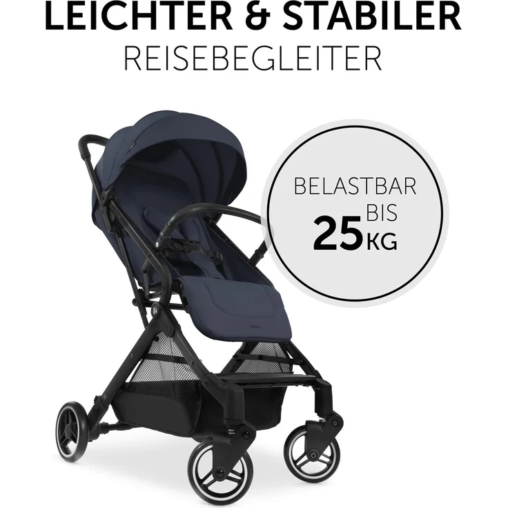 hauck Reise Buggy Travel N Care, für Kinder, bis 25 kg Belastbar, Leicht, Kompakt, Komfortable Sitz-/Liegefunktion, Leichtlaufräder, Federung, UV-Schutz 50+, Einhändig Klein Faltbar, Navy Blau – Bild 2