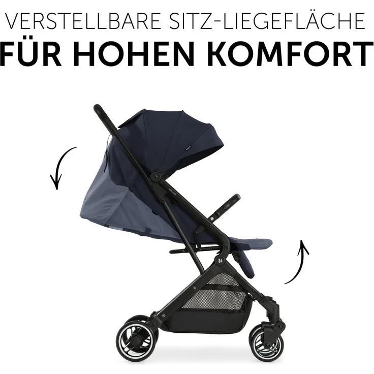 hauck Reise Buggy Travel N Care, für Kinder, bis 25 kg Belastbar, Leicht, Kompakt, Komfortable Sitz-/Liegefunktion, Leichtlaufräder, Federung, UV-Schutz 50+, Einhändig Klein Faltbar, Navy Blau – Bild 4