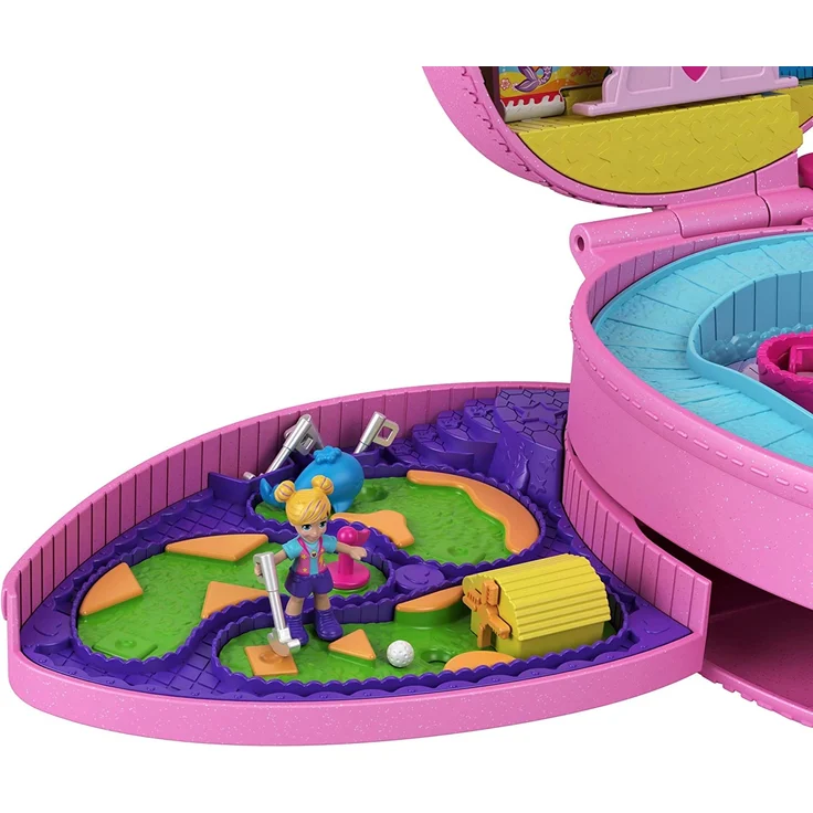 Polly Pocket GYK91 - KLEIN – GANZ GROSS Freizeitpark Rucksack, mit verstellbaren Trägern, 2 kleinen Puppen, einem Eiswagen und Fahrgeschäften, Spielset ab 4 Jahren – Bild 13