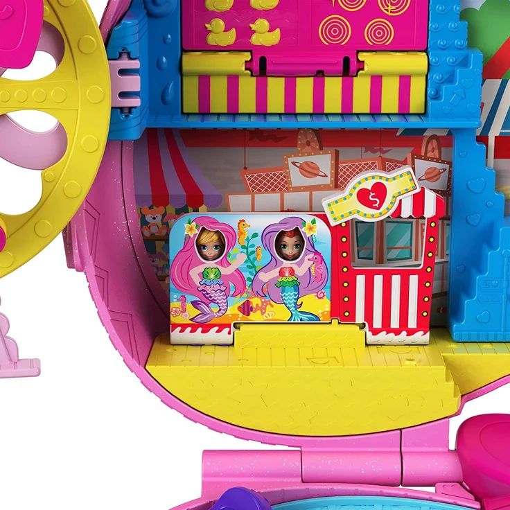 Polly Pocket GYK91 - KLEIN – GANZ GROSS Freizeitpark Rucksack, mit verstellbaren Trägern, 2 kleinen Puppen, einem Eiswagen und Fahrgeschäften, Spielset ab 4 Jahren – Bild 10