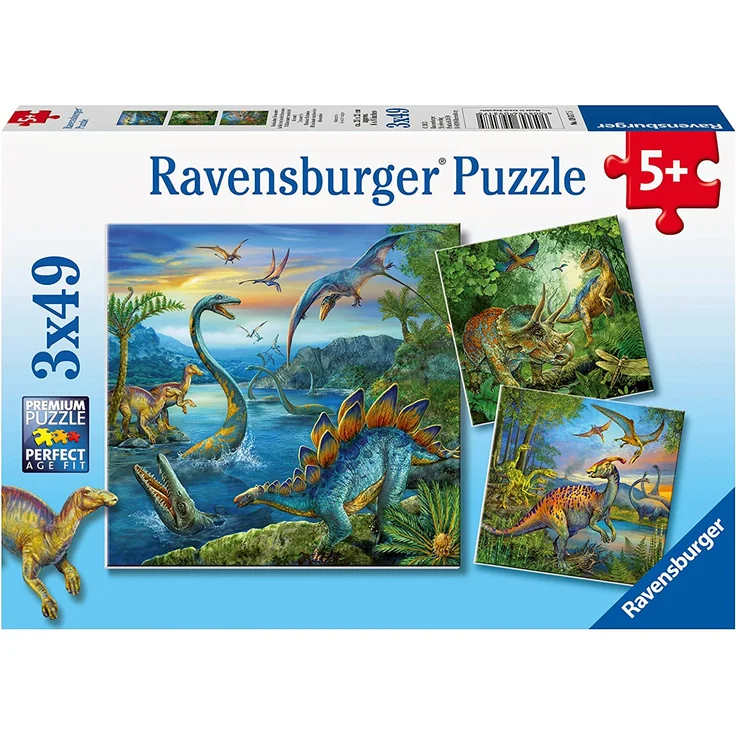 Ravensburger Kinderpuzzle 09317 - Faszination Dinosaurier - 3 x 49 Teile – Bild 1