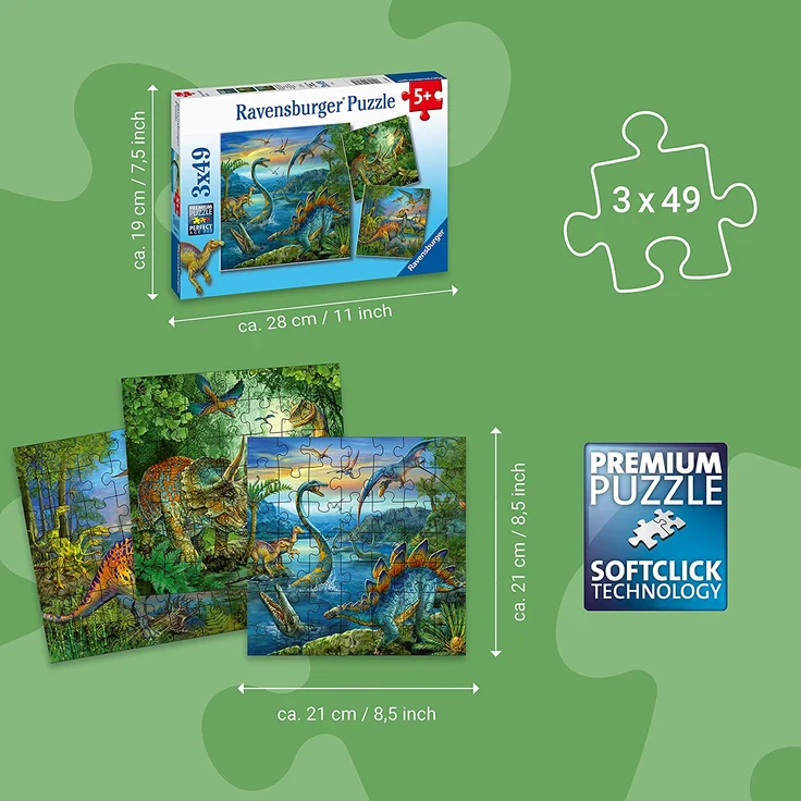 Ravensburger Kinderpuzzle 09317 - Faszination Dinosaurier - 3 x 49 Teile – Bild 5