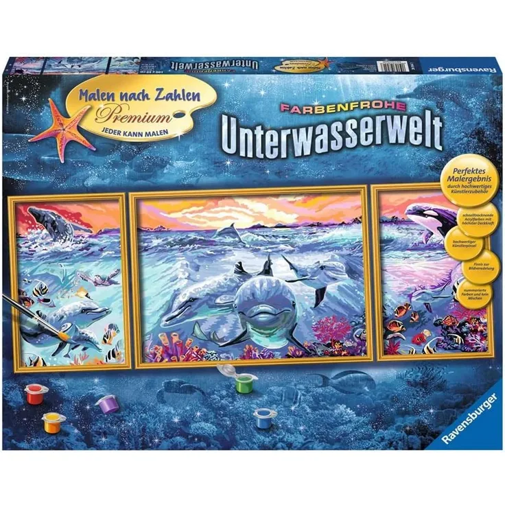 Ravensburger Malen nach Zahlen Premium Farbenfrohe Unterwasserwelt