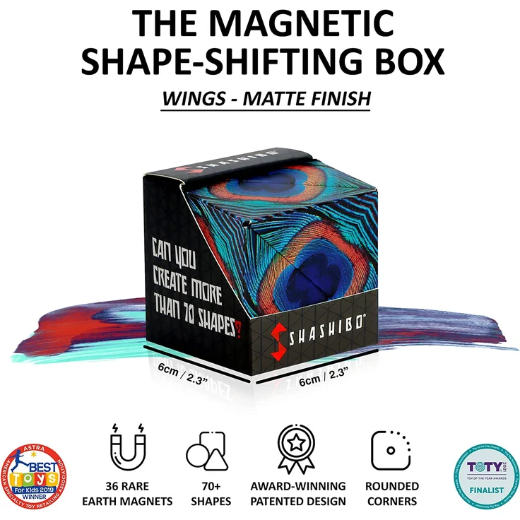 SHASHIBO Formwechsel Zauberwürfel - Preisgekrönt, Patentiert - Anti Stress Spielzeug - 36 Seltenerdmagnete - 3D Infinity Cube - Shashibo Magnetwürfel in Über 70 Formen Verwandelbar (Wings) – Bild 2