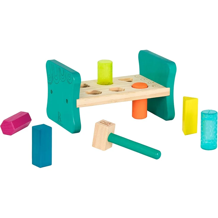 B. toys Klopfbank aus Holz – Hammerspiel Hammerbank Motorikspielzeug Holzspielzeug Baby Lernspielzeug Farben Formensortierspiel – Spielzeug ab 2 Jahre – Bild 3