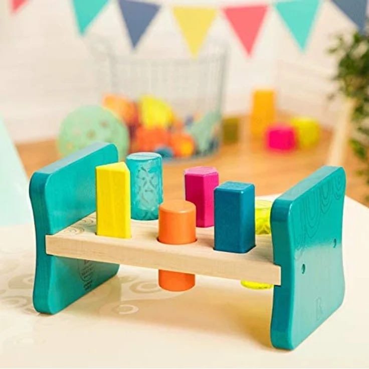 B. toys Klopfbank aus Holz – Hammerspiel Hammerbank Motorikspielzeug Holzspielzeug Baby Lernspielzeug Farben Formensortierspiel – Spielzeug ab 2 Jahre – Bild 4