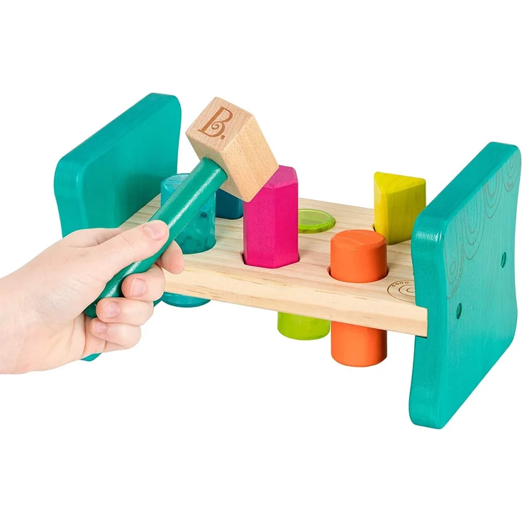 B. toys Klopfbank aus Holz – Hammerspiel Hammerbank Motorikspielzeug Holzspielzeug Baby Lernspielzeug Farben Formensortierspiel – Spielzeug ab 2 Jahre – Bild 2