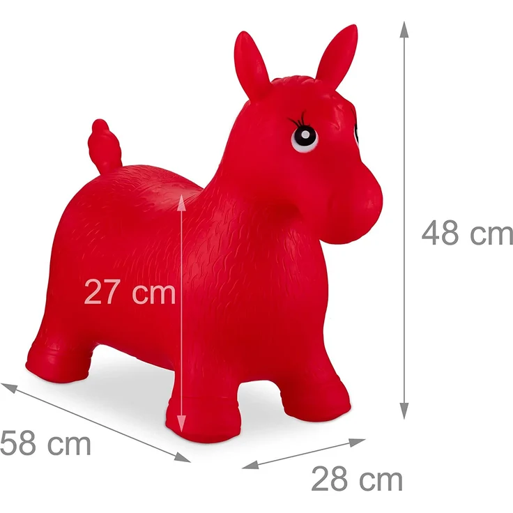 Relaxdays 10024991_47, rot Hüpftier Pferd, inklusive Luftpumpe, Hüpfpferd bis 50 kg, Hüpfpony BPA frei, für Kinder, Hüpfspielzeug – Bild 4