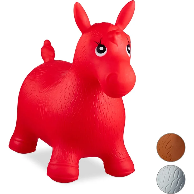 Relaxdays 10024991_47, rot Hüpftier Pferd, inklusive Luftpumpe, Hüpfpferd bis 50 kg, Hüpfpony BPA frei, für Kinder, Hüpfspielzeug – Bild 1