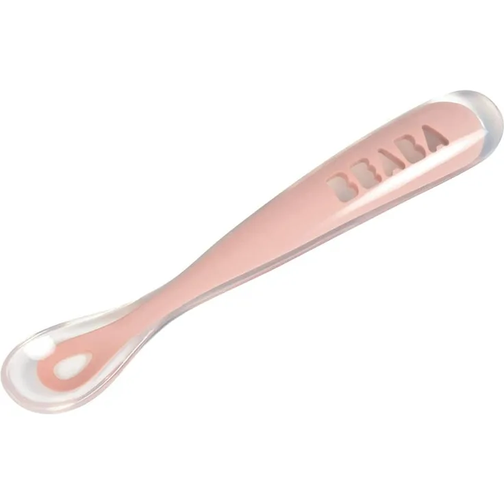 Beaba Silikon Löffel erste Mahlzeit alt rosa Rosa hell