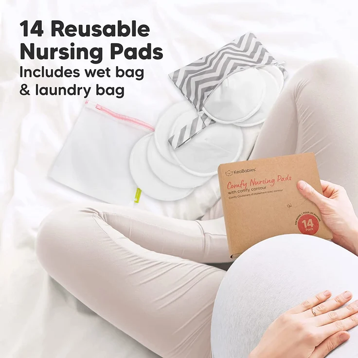 Bio Bambus Stilleinlagen - 14 Waschbare Stilleinlagen ​+ Wäschebeutel - Wiederverwendbare Stilleinlagen für die Mutterschaft - Stilleinlagen Waschbar (Soft White, Groß 12cm) - Preisvergleich – Bild 9