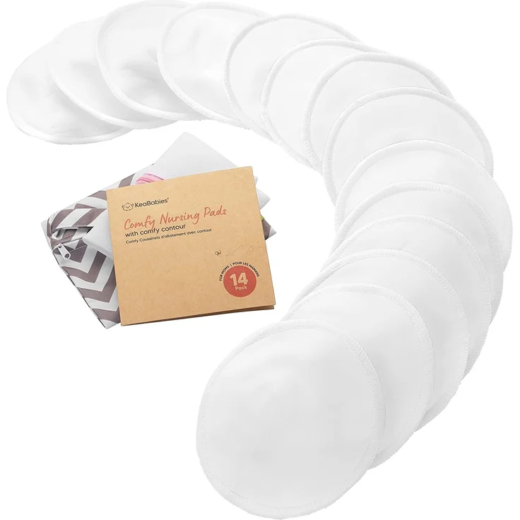 Bio Bambus Stilleinlagen - 14 Waschbare Stilleinlagen ​+ Wäschebeutel - Wiederverwendbare Stilleinlagen für die Mutterschaft - Stilleinlagen Waschbar (Soft White, Groß 12cm) - Preisvergleich – Bild 1