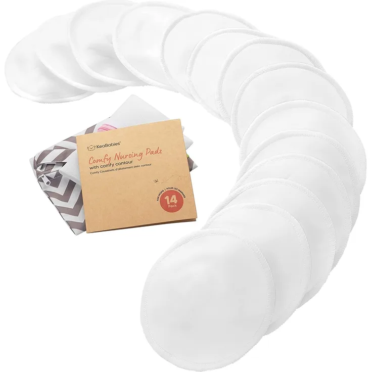 Bio Bambus Stilleinlagen - 14 Waschbare Stilleinlagen ​+ Wäschebeutel - Wiederverwendbare Stilleinlagen für die Mutterschaft - Stilleinlagen Waschbar (Soft White, Groß 12cm) - Preisvergleich