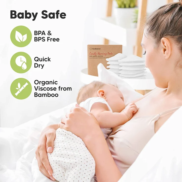 Bio Bambus Stilleinlagen - 14 Waschbare Stilleinlagen ​+ Wäschebeutel - Wiederverwendbare Stilleinlagen für die Mutterschaft - Stilleinlagen Waschbar (Soft White, Groß 12cm) - Preisvergleich – Bild 5