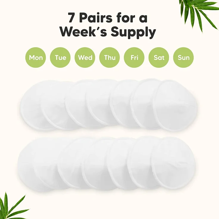 Bio Bambus Stilleinlagen - 14 Waschbare Stilleinlagen ​+ Wäschebeutel - Wiederverwendbare Stilleinlagen für die Mutterschaft - Stilleinlagen Waschbar (Soft White, Groß 12cm) - Preisvergleich – Bild 6