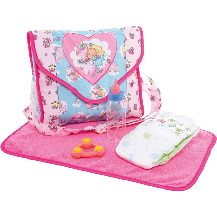 Heless Wickeltasche für Puppen, Einhorn Emil & Fee Emma und Wickelzubehör