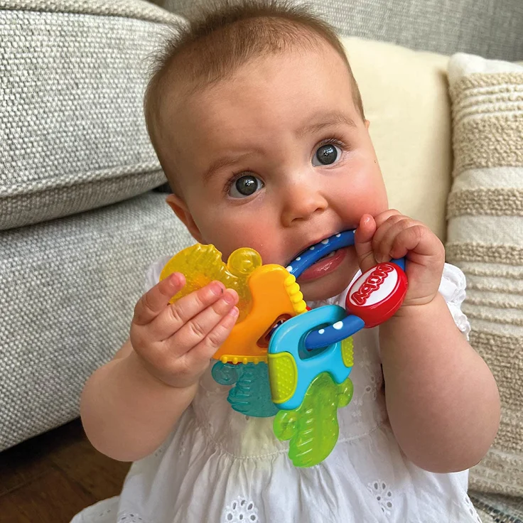 Nûby Beißring für Babys fördert Sehsinn & Motorik, Greifling mit ICE-Gel erreicht auch die Backenzähne, ab 3+ Monate 600 Blau 1 Stück (1er Pack) - Preisvergleich – Bild 4