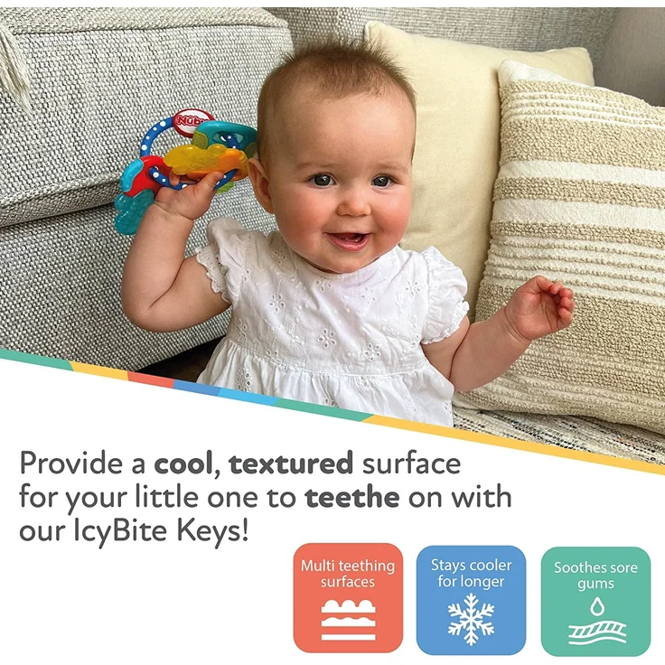 Nûby Beißring für Babys fördert Sehsinn & Motorik, Greifling mit ICE-Gel erreicht auch die Backenzähne, ab 3+ Monate 600 Blau 1 Stück (1er Pack) - Preisvergleich – Bild 2