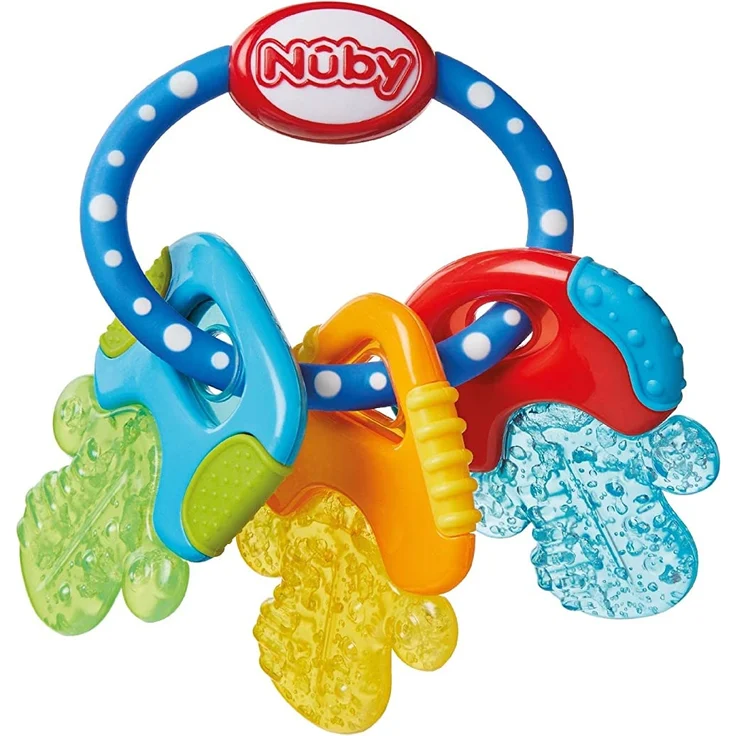 Nûby Beißring für Babys fördert Sehsinn & Motorik, Greifling mit ICE-Gel erreicht auch die Backenzähne, ab 3+ Monate 600 Blau 1 Stück (1er Pack) - Preisvergleich – Bild 1