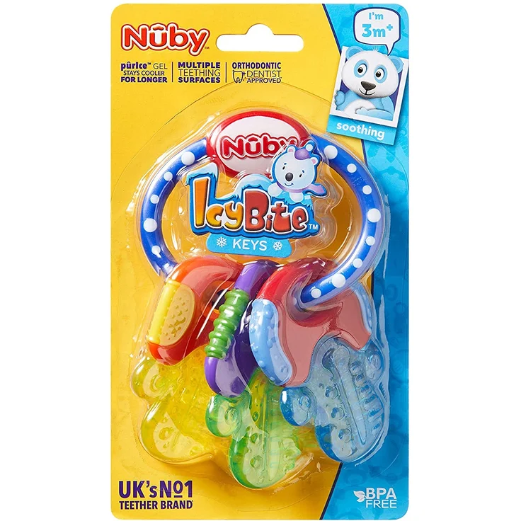 Nûby Beißring für Babys fördert Sehsinn & Motorik, Greifling mit ICE-Gel erreicht auch die Backenzähne, ab 3+ Monate 600 Blau 1 Stück (1er Pack) - Preisvergleich – Bild 8