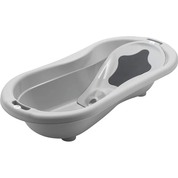 Rotho Babydesign TOP Xtra Große Badewanne, Mit 2 Antirutschmatten und Ablaufstöpsel, Ideal für 2 Kinder, 0-36 Monate, Stone Grey (Grau), 20500 0286 – Bild 8