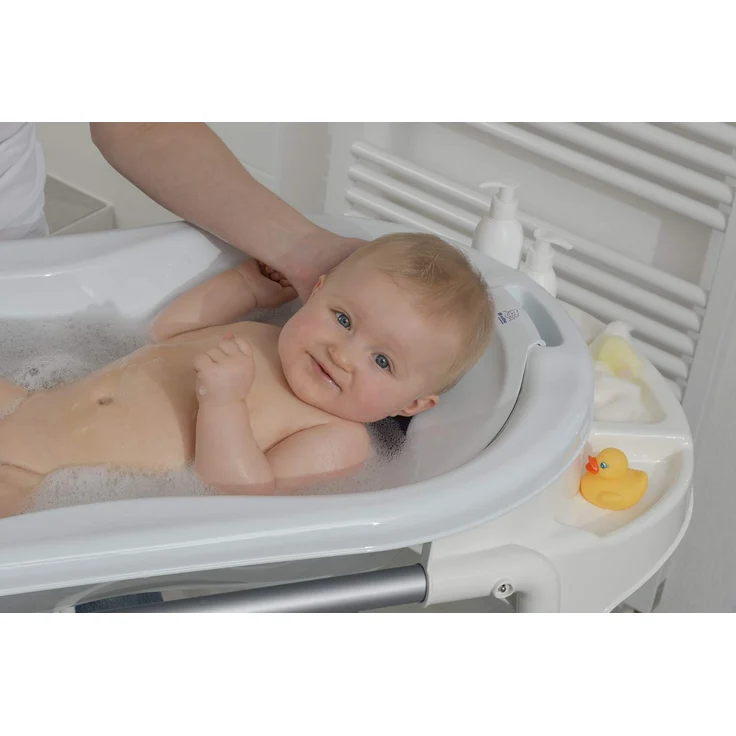 Rotho Babydesign TOP Xtra Große Badewanne, Mit 2 Antirutschmatten und Ablaufstöpsel, Ideal für 2 Kinder, 0-36 Monate, Stone Grey (Grau), 20500 0286 – Bild 10