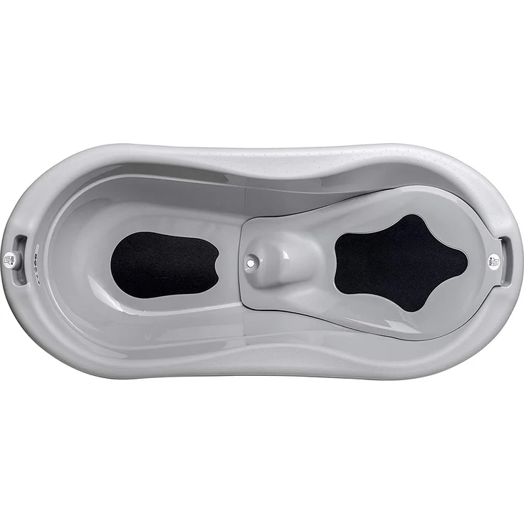 Rotho Babydesign TOP Xtra Große Badewanne, Mit 2 Antirutschmatten und Ablaufstöpsel, Ideal für 2 Kinder, 0-36 Monate, Stone Grey (Grau), 20500 0286 – Bild 3