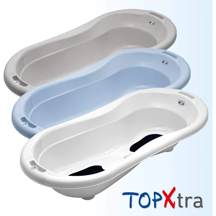 Rotho Babydesign TOP Xtra Große Badewanne, Mit 2 Antirutschmatten und Ablaufstöpsel, Ideal für 2 Kinder, 0-36 Monate, Stone Grey (Grau), 20500 0286 – Bild 18